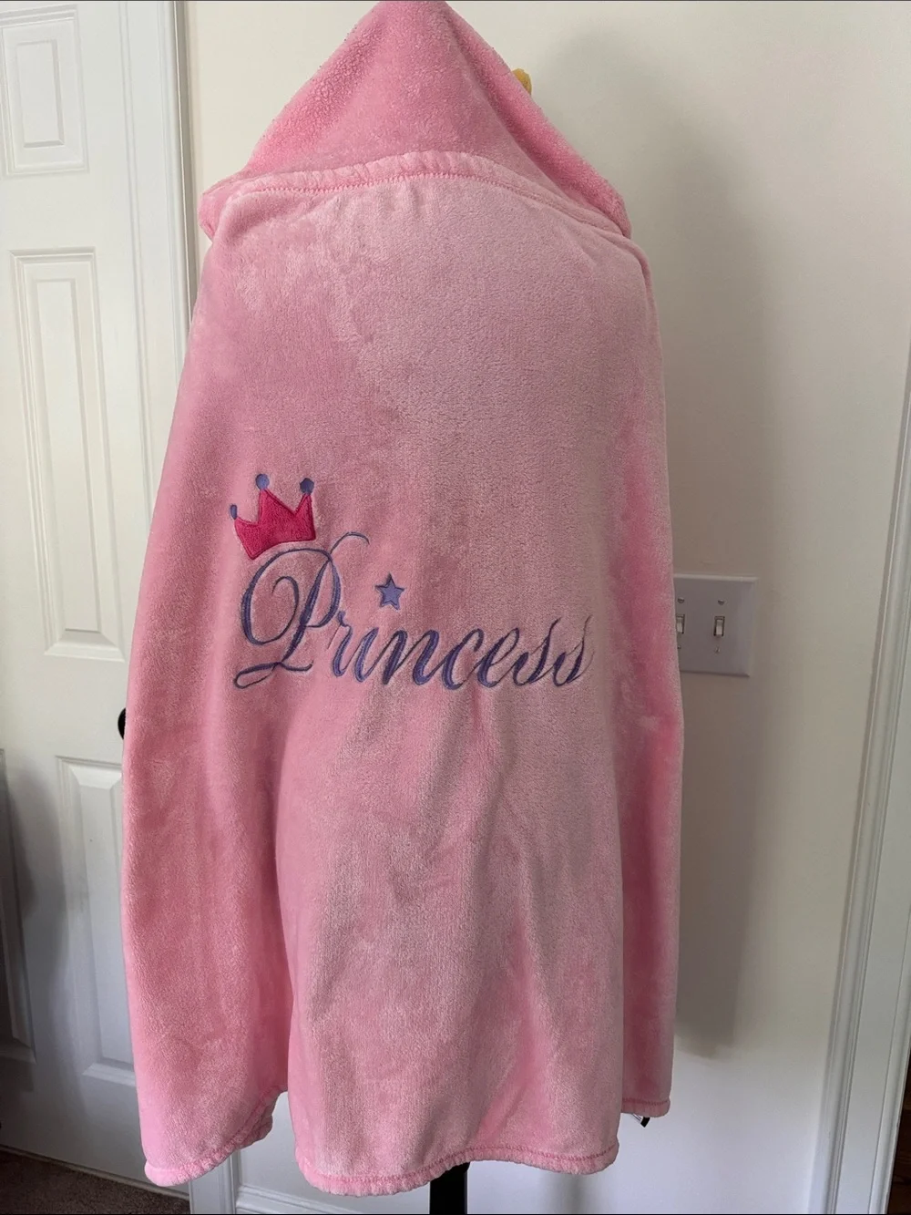 Princess Pink Hooded Kids Bath Wrap with Crown
